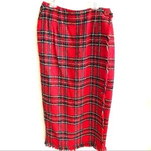 Preston & York Tartan Red Plaid Skirt 8